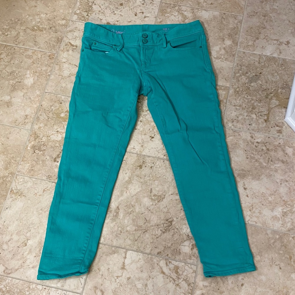 Lilly Pulitzer green “Worth Skinny Mini” jeans